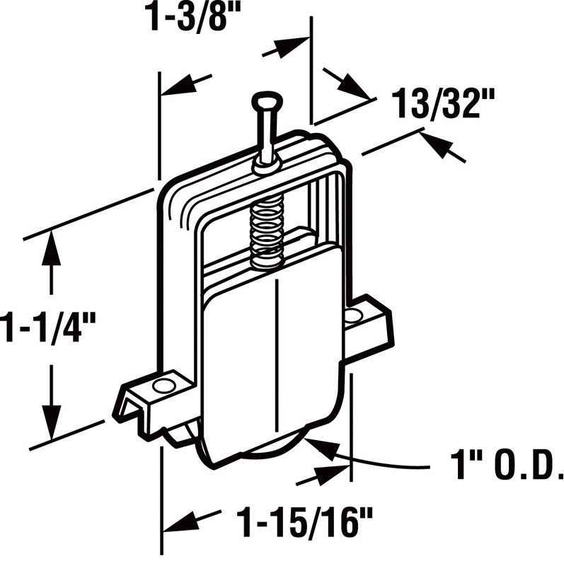 Prime-Line 1 in. D X 1.94 in. L Nylon Roller Assembly 2 pk
