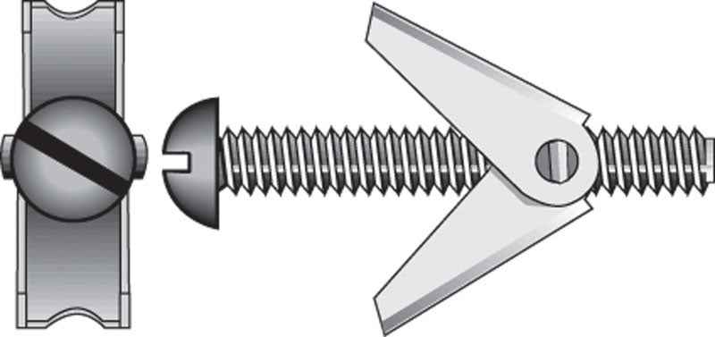 Hillman 1/4 in. Dia. x 4 in. L Round Steel Toggle Bolt 5 pk (Pack of 5)