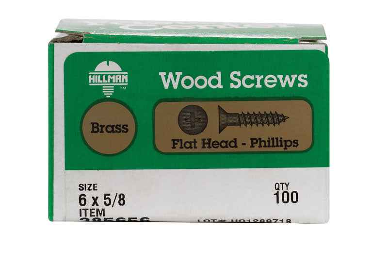 HILLMAN No. 6 X 5/8 in. L Phillips Coarse Wood Screws 100 pk