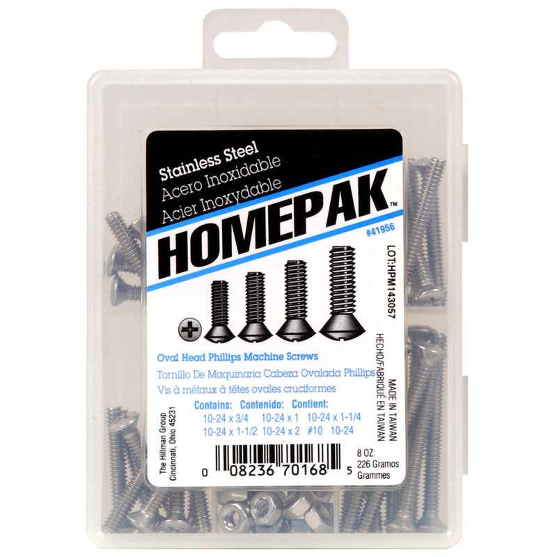 Homepak Assorted in. Phillips Oval Head Stainless Steel Machine Screw Kit