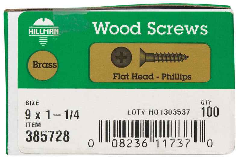 HILLMAN No. 9 X 1-1/4 in. L Phillips Coarse Wood Screws 1 pk