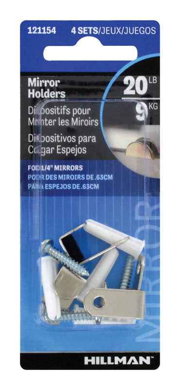 Hillman AnchorWire Silver Hidden Mirror Holder 20 lb. 2 pk (Pack of 10)