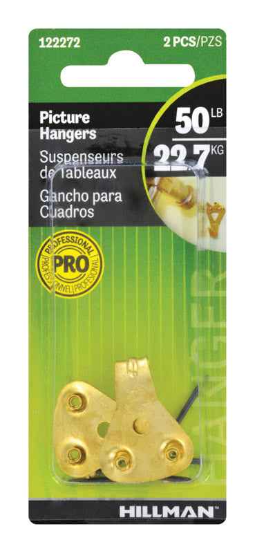 Hillman AnchorWire Brass-Plated Classic Picture Hanger 50 lb. 2 pk (Pack of 10)