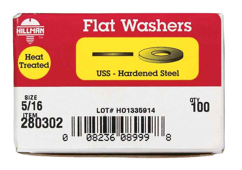 Hillman Yellow Dichromate Steel 5/16 in. USS Flat Washer 100 pk