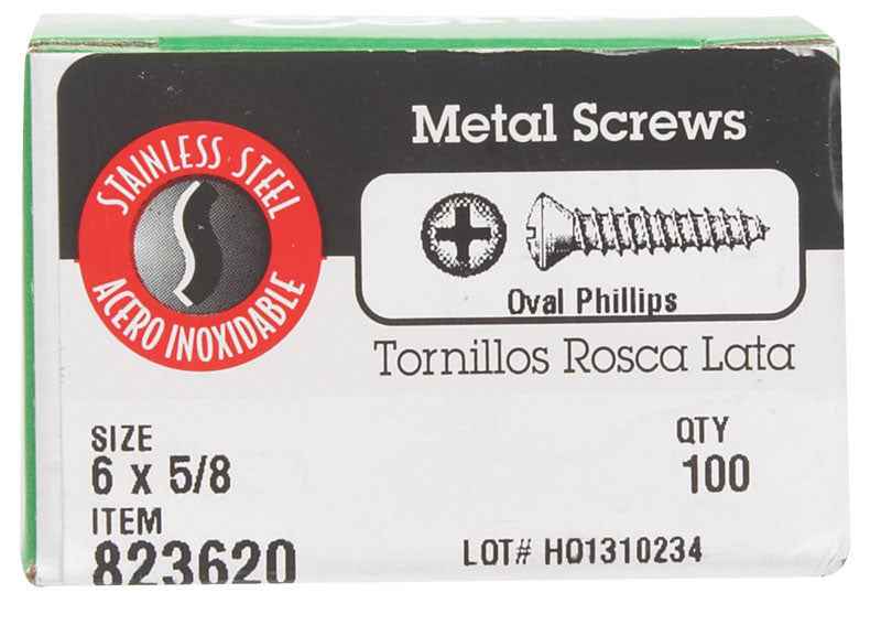 HILLMAN No. 6 Ga. X 5/8 in. L Phillips Flat Head Sheet Metal Screws 100 pk