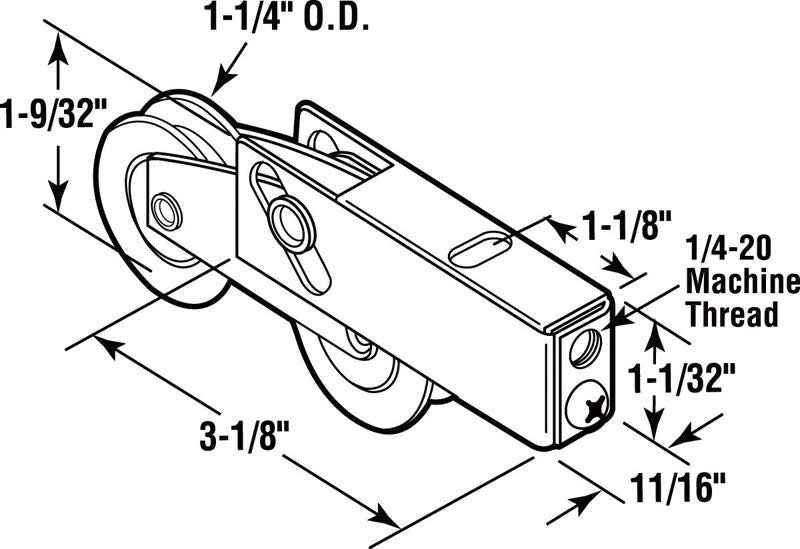 Prime-Line 1-1/4 in. D X 5/16 in. L Steel Roller Assembly 1 pk