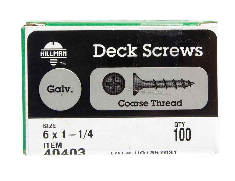 HILLMAN No. 6 Ga. X 1-1/4 in. L Gray Phillips Bugle Head Deck Screws 100 pk
