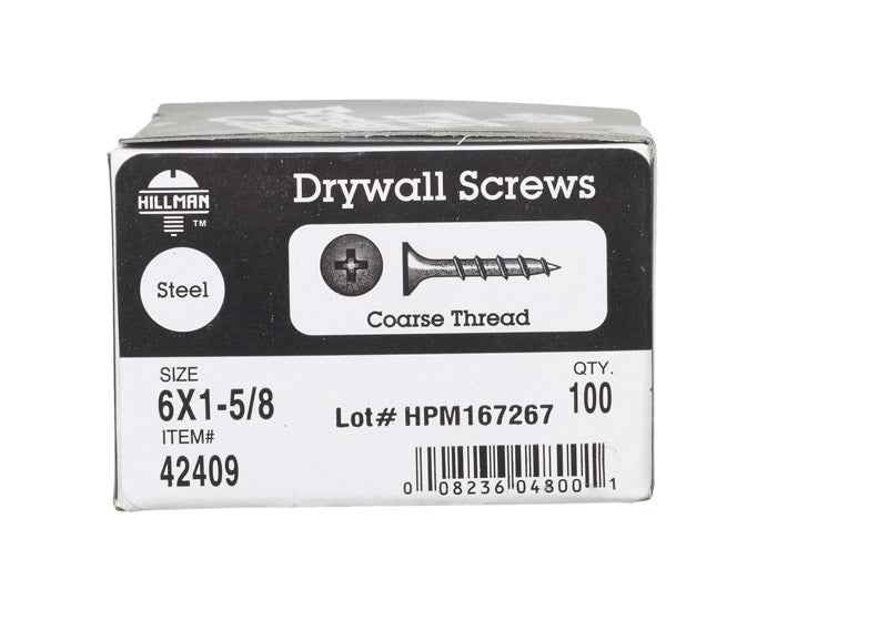 Hillman No. 6 X 1-5/8 in. L Phillips Drywall Screws 100 pk