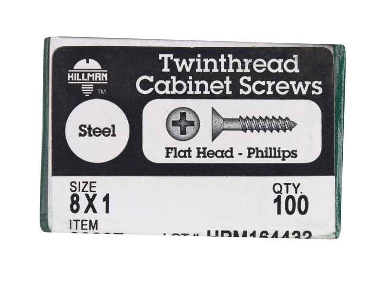 HILLMAN No. 8 X 1 in. L Phillips Black Phosphate Twin Thread Cabinet Screws 1 pk