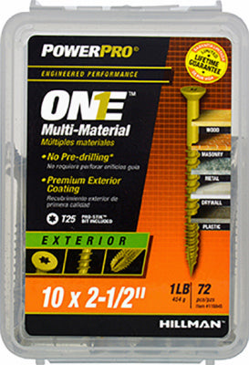 Hillman POWERPRO ONE No. 10 X 2-1/2 in. L Star Flat Head Multi-Material Screw 1 lb 72 pk