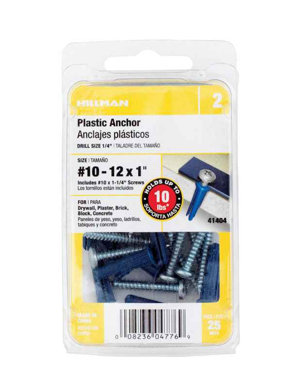 Hillman .19 in. Dia. x 1 in. L Plastic Pan Head Conical Anchor 25 pk (Pack of 5)