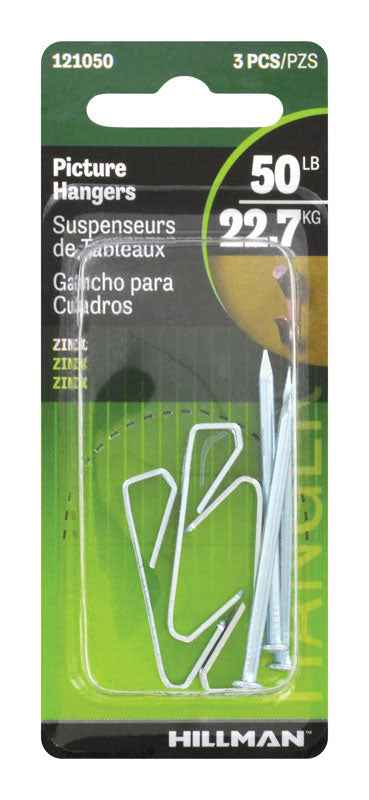 Hillman AnchorWire Silver Conventional Picture Hanger 50 lb. 3 pk (Pack of 10)