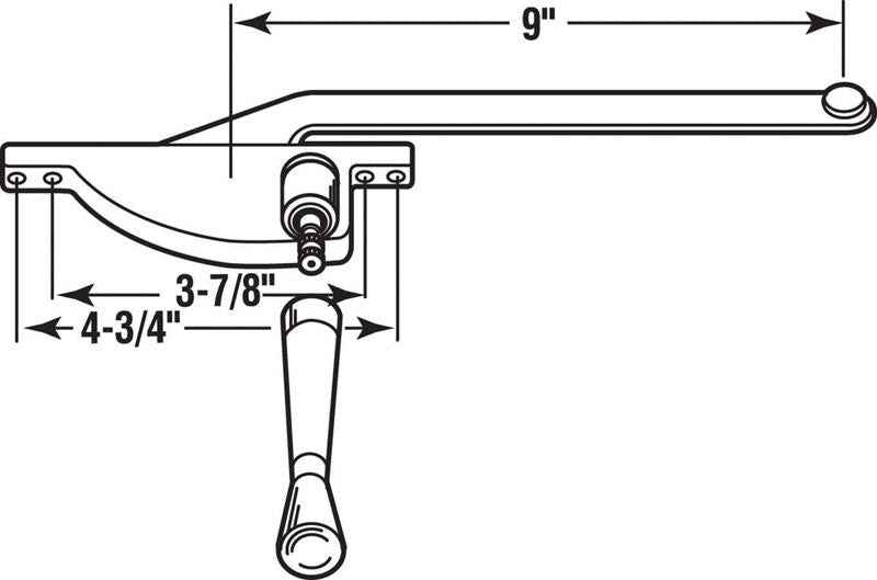 Prime-Line Zinc-Plated Gray Steel Left Single-Arm Casement Window Operator For Steel Framed Windows