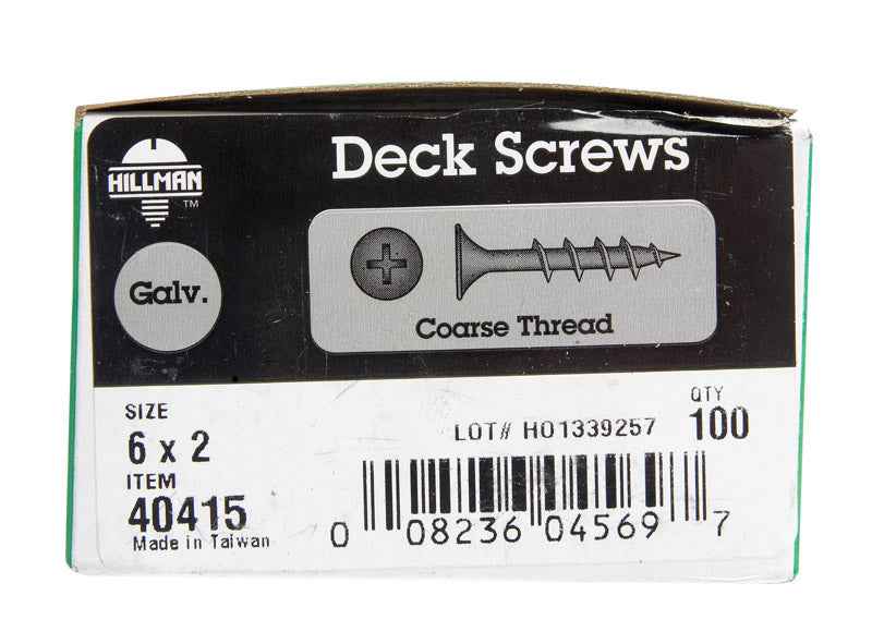 HILLMAN No. 6 Ga. X 2 in. L Gray Phillips Bugle Head Deck Screws 100 pk