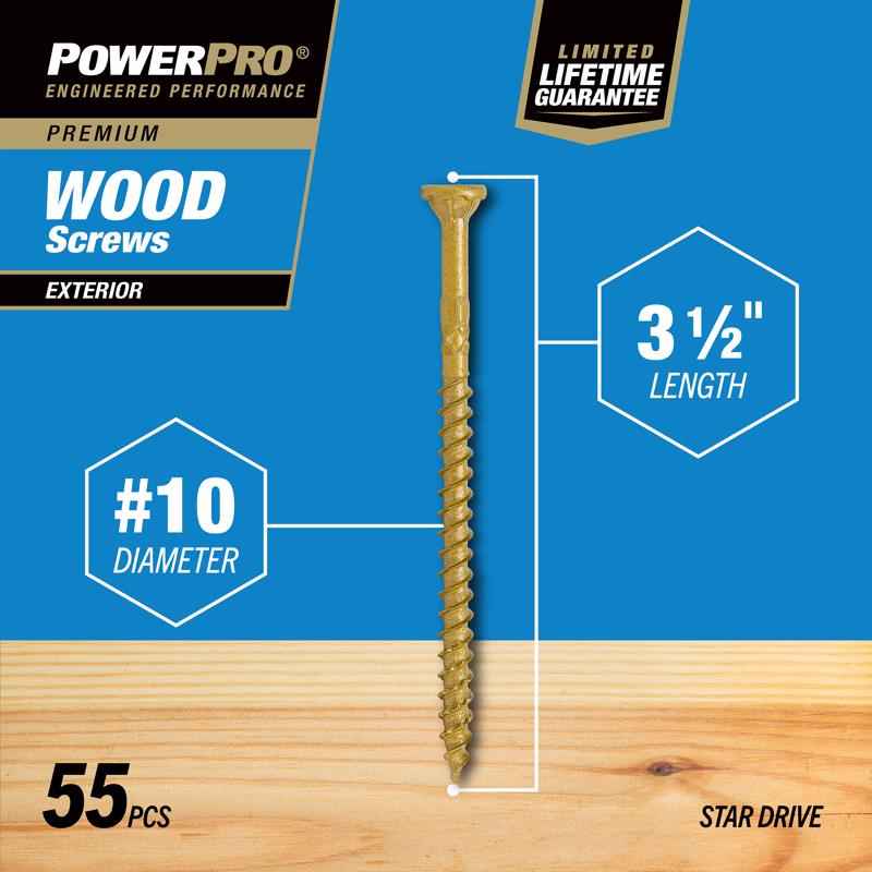 Hillman Power Pro Star Flat Head Ceramic Coated Steel Premium Deck Screws No. 10 x 3-1/2 L in.