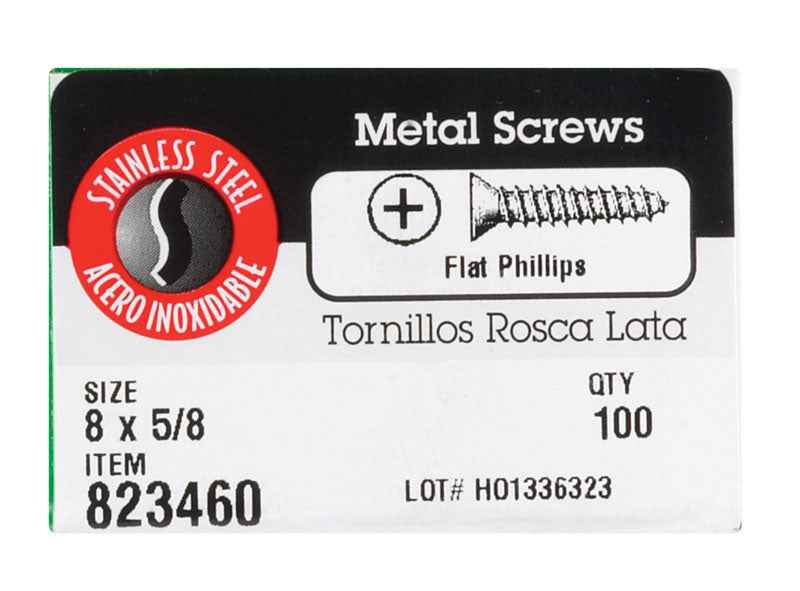 HILLMAN No. 8 in. X 5/8 in. L Phillips Flat Head Sheet Metal Screws 100 pk