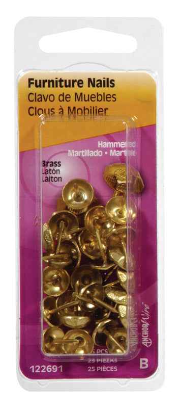 Hillman 4.88 in. L Furniture Brass-Plated Brass Nail Smooth Shank Hammered (Pack of 6)