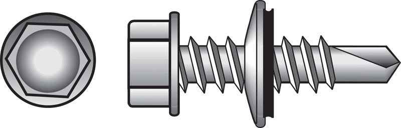 HILLMAN No. 12 Ga. X 3/4 in. L Hex Hex Washer Head Self-Drilling Screws 100 pk