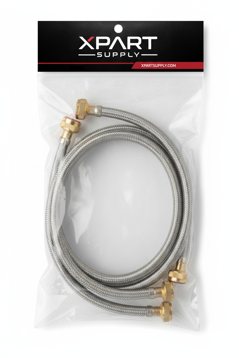 Washing machine fill hose set 2-pack retail bag mockup – XPart Supply