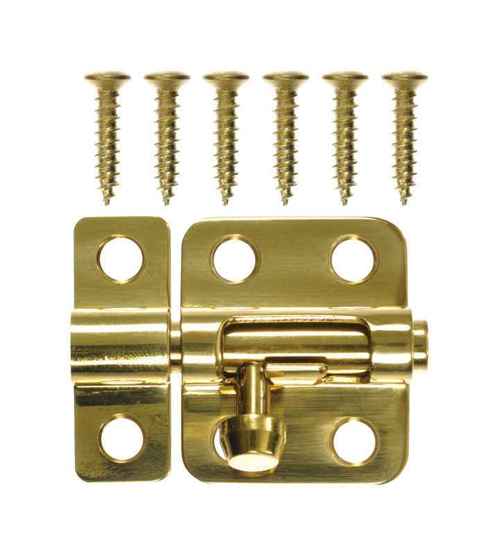 National Hardware 2 in. L Brass-Plated Solid Brass Barrel Bolt 1 pk