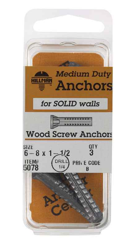 Hillman 0.164 in. Dia. x 1-1/2 in. L Lead Round Head Concrete Screw Anchor 3 pk (Pack of 10)