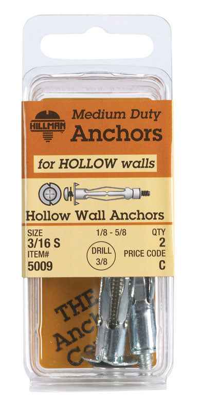 Hillman 3/16 in. Dia. x 2 1/4 in. L Metal Round Head Hollow Wall Anchors (12 Anchors) (Pack of 6)