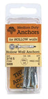 Hillman 3/16 in. Dia. x 2 1/4 in. L Metal Round Head Hollow Wall Anchors (12 Anchors) (Pack of 6)