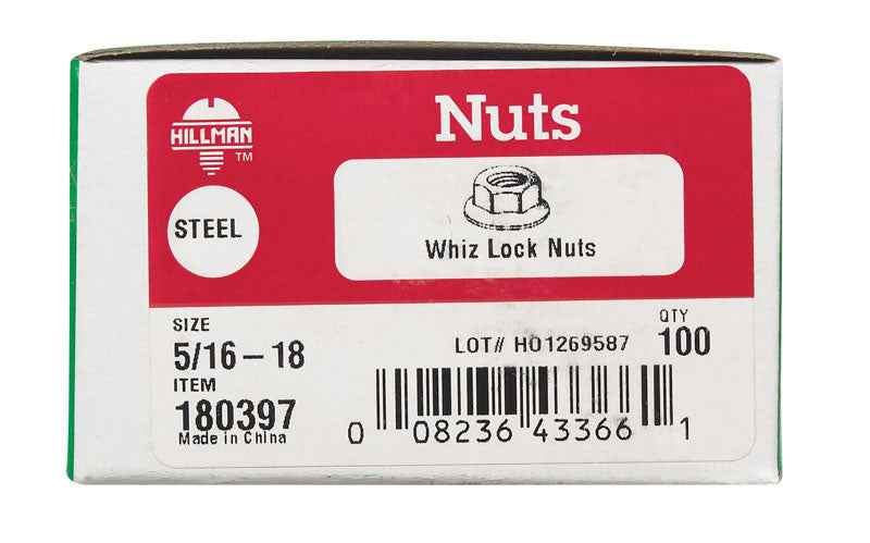 HILLMAN 5/16 in. Zinc-Plated Steel USS Whiz Lock Nut 1 pk