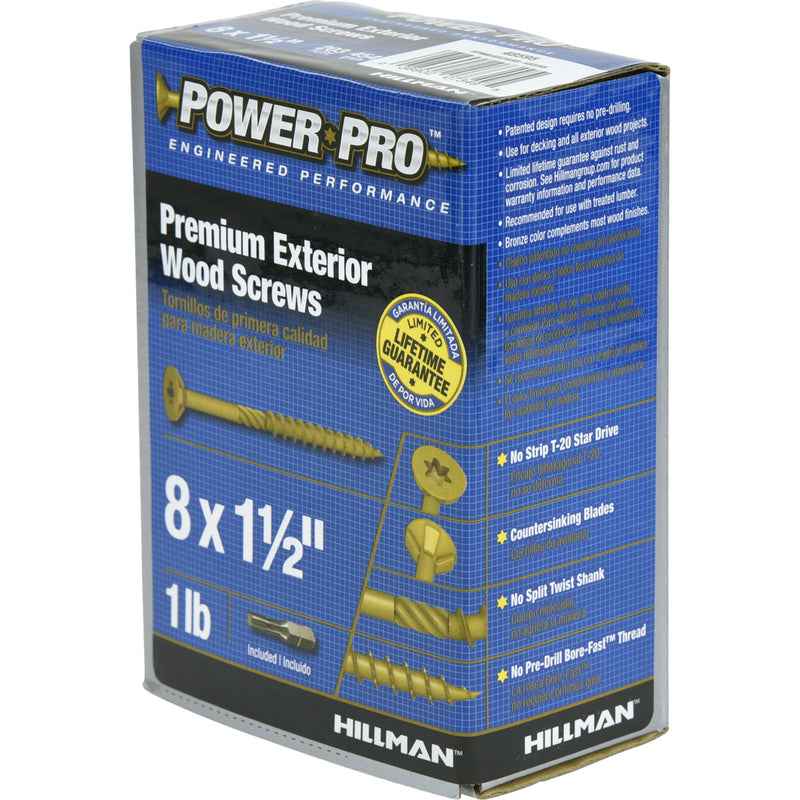 Hillman Power Pro No. 8  x 1-1/2 in. L Star Exterior Wood Screw 1 lb.