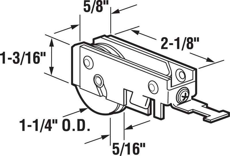 Prime-Line 1-1/4 in. D X 5/16 in. L Nylon/Steel Roller Assembly 1 pk
