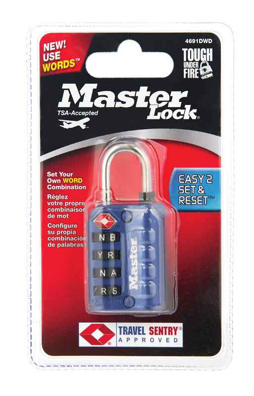 Master Lock 1-5/32 in. H X 1 3/8 in. W Steel 4-Dial Combination Luggage Lock