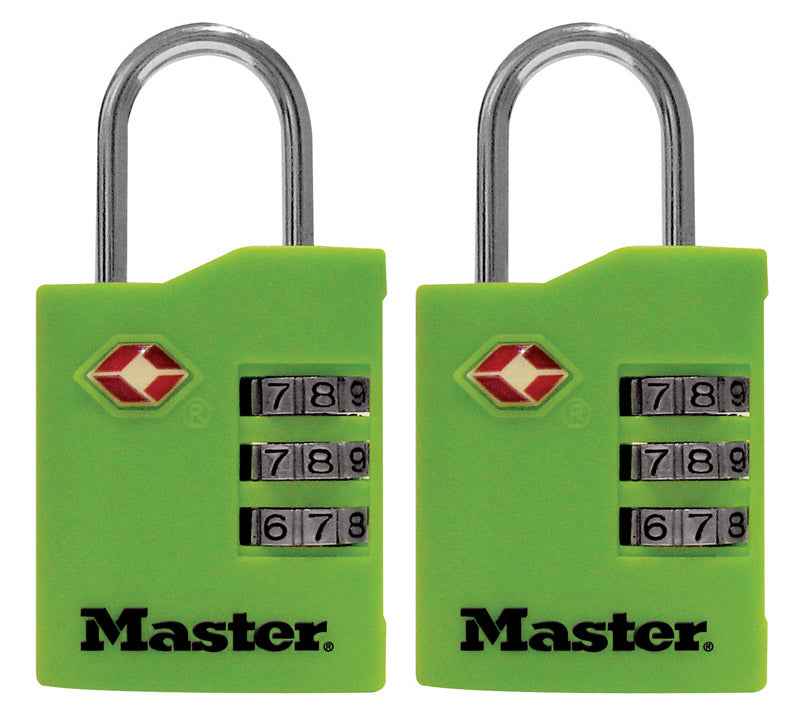 Master Lock 1-9/16 in. H X 5/8 in. W X 1-3/8 in. L Vinyl/Steel 3-Dial Combination Luggage Lock