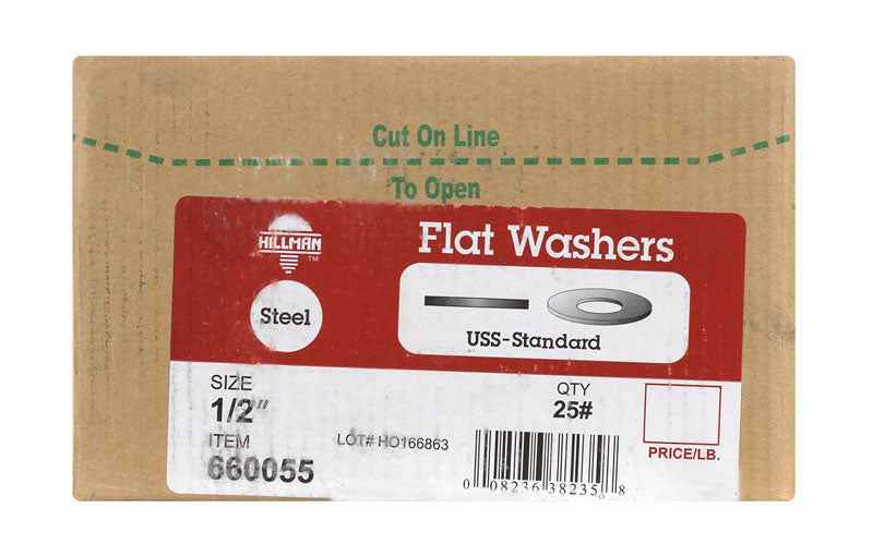 Hillman Zinc-Plated Steel 1/2 in. USS Flat Washer 650 pk