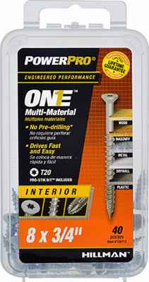 Hillman POWERPRO ONE No. 8 X 3/4 in. L Star Flat Head Multi-Material Screw 40 pk