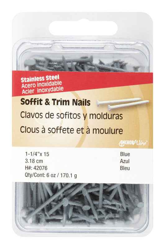 Hillman 1-1/4 in. L Soffit and Trim Stainless Steel Nail Smooth Shank Flat (Pack of 5)