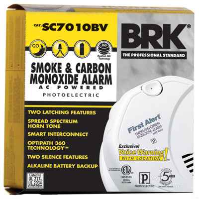 BRK Hard-Wired w/Battery Back-up Electrochemical/Photoelectric Smoke and Carbon Monoxide Detector 1