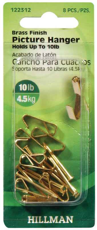 Hillman AnchorWire Brass-Plated Gold Conventional Picture Hanger 10 lb. 8 pk (Pack of 10)