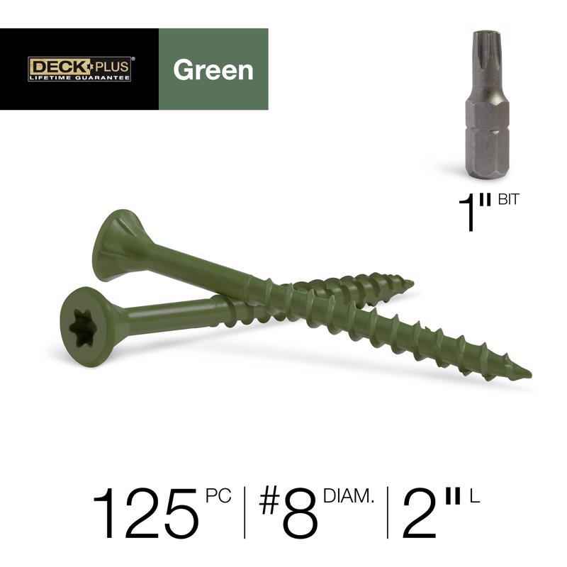 Deck Plus No. 8  x 2 in. L Star Flat Head Exterior Deck Screws 1 lb.