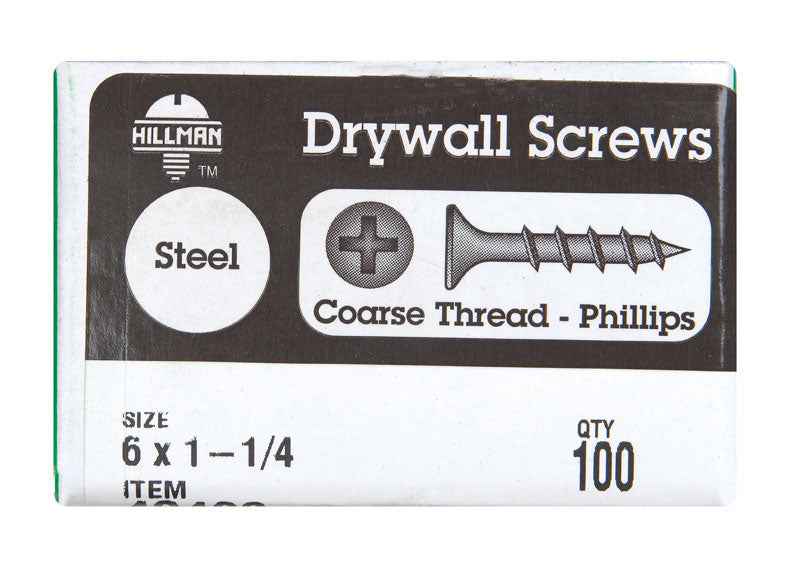 Hillman No. 6 X 1-1/4 in. L Phillips Drywall Screws 100 pk
