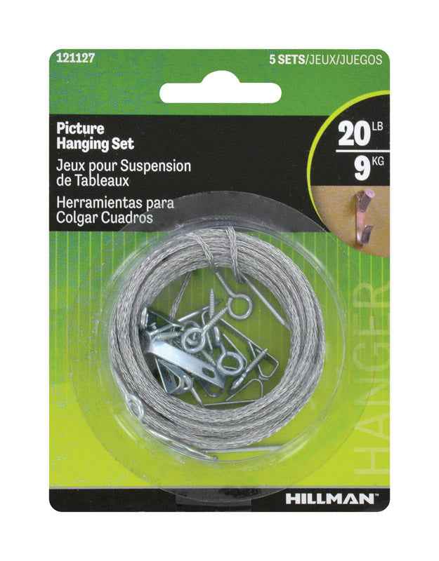 Hillman AnchorWire Steel-Plated Conventional Picture Hanging Set 20 lb. 5 pk (Pack of 10)