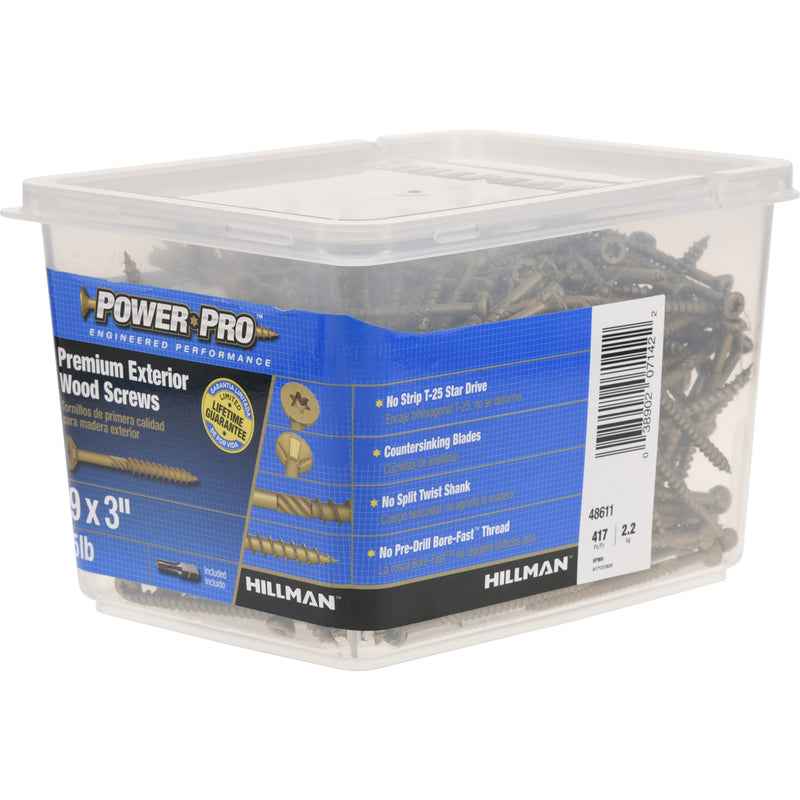 HILLMAN Power Pro No. 9 in. X 3 in. L Bronze Star Flat Head Premium Deck Screws 5 lb 373 pk
