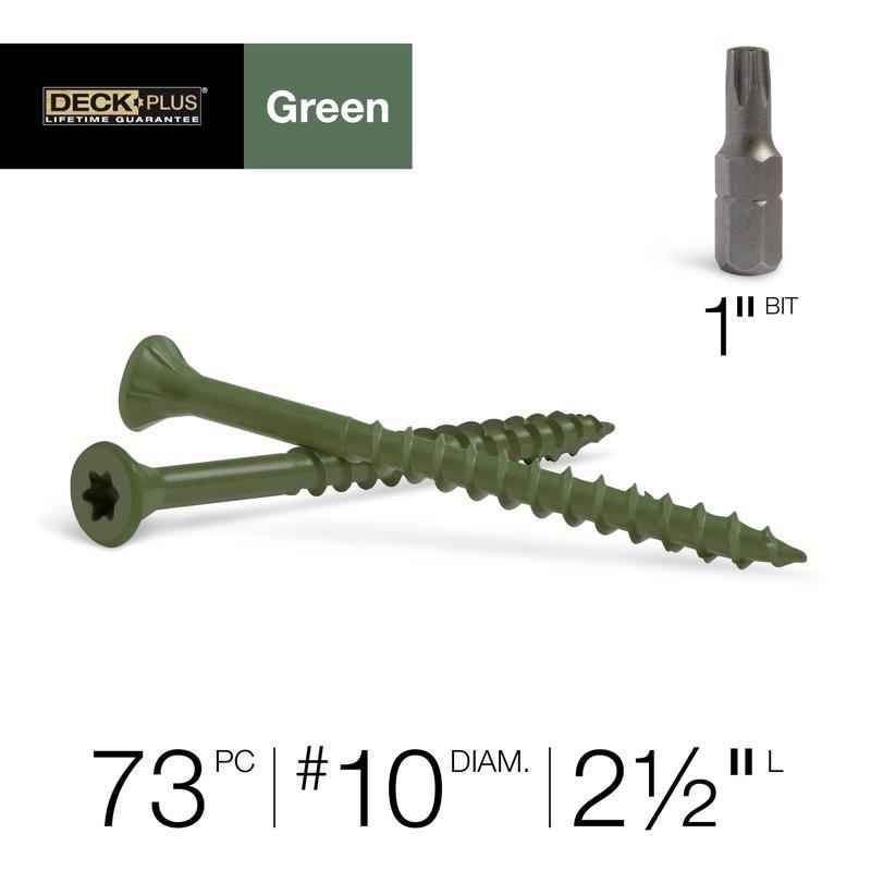 Deck Plus No. 10  x 2-1/2 in. L Star Flat Head Exterior Deck Screws 1 lb.