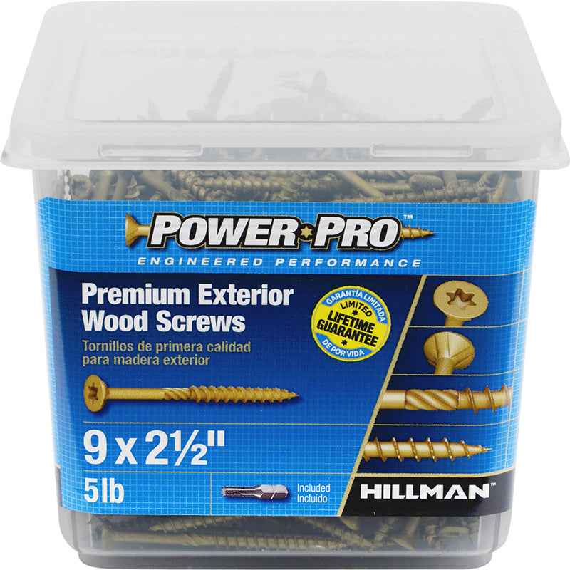 HILLMAN Power Pro No. 9 in. X 2-1/2 in. L Bronze Star Flat Head Premium Deck Screws 5 lb 443 pk
