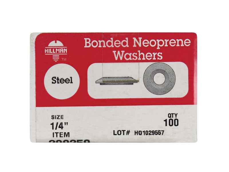 HILLMAN Zinc-Plated Steel 1/4 in. Bonded Neoprene Washer 1 pk