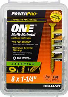Hillman POWERPRO ONE No. 8 X 1-1/4 in. L Star Flat Head Multi-Material Screw 1 lb 194 pk