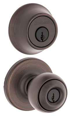 Kwikset Polo Venetian Bronze Deadbolt and Passage Door Knob 1-3/4 in.