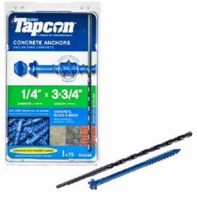Tapcon 1/4 in. D X 3-3/4 in. L Steel Hex Head Concrete Screw Anchor 75 pk