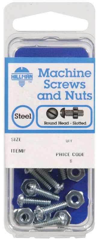 Hillman No. 8-32 x 1 in. L Slotted Round Head Zinc-Plated Steel Machine Screws 10 pk (Pack of 10)