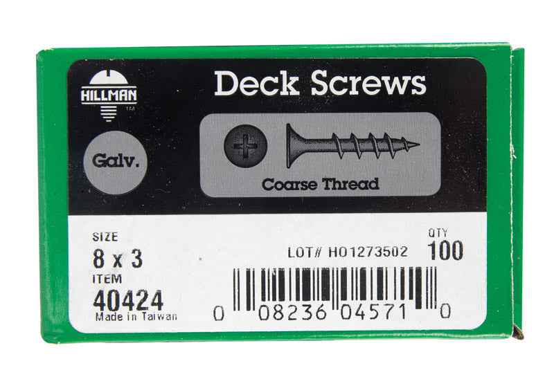 HILLMAN No. 8 Ga. X 3 in. L Gray Phillips Bugle Head Deck Screws 100 pk