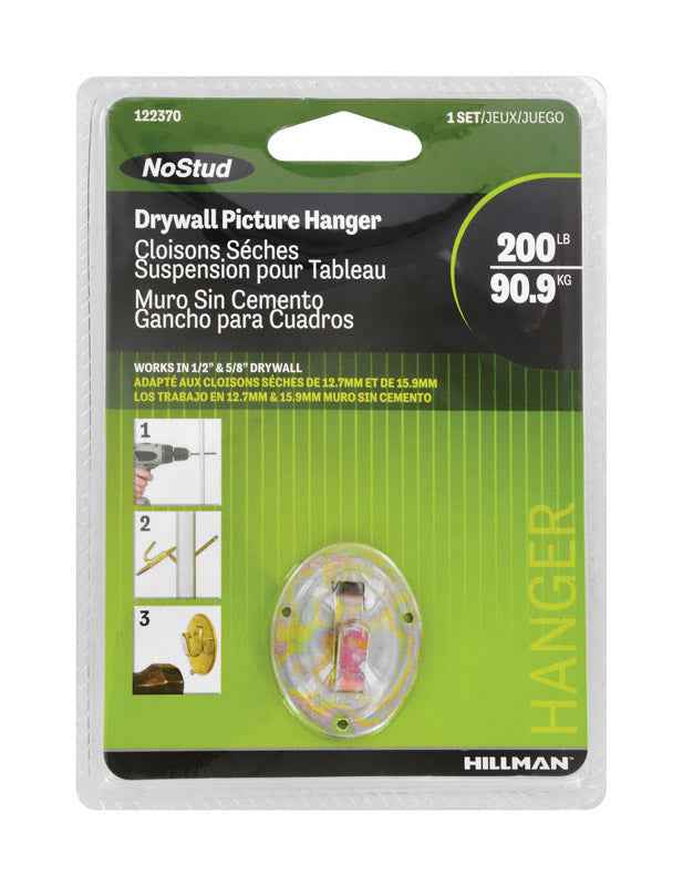 Hillman NoStud Metallic Drywall Picture Hanger 200 lb. 1 pk (Pack of 5)